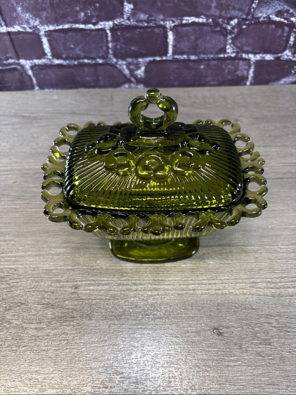 Vintage Indiana Glass Lace Edge Candy Dish